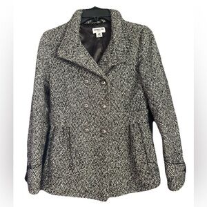 Celebrity Pink Elegant Black Pea Coat